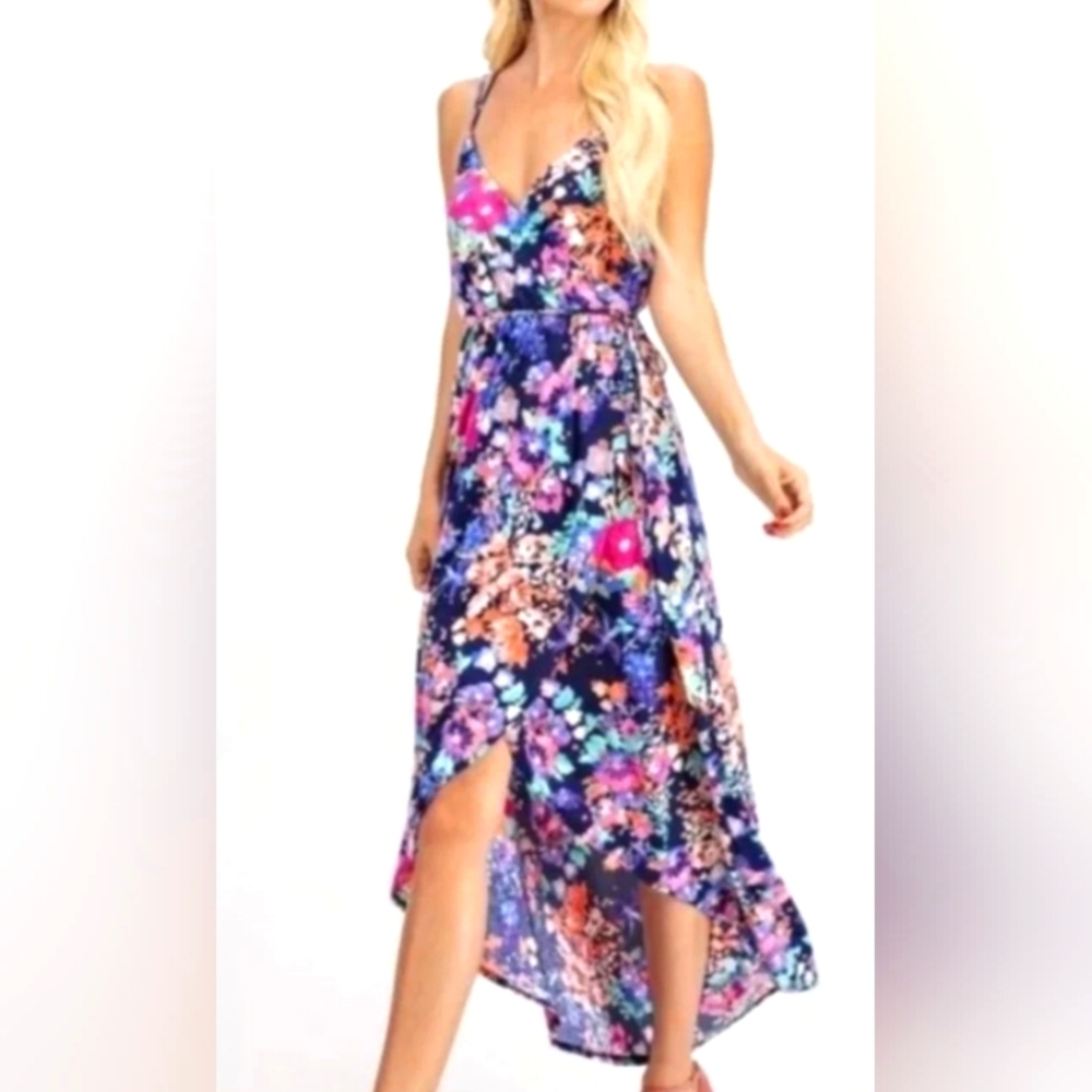 1.4.3. Story by Line up Floral Multicolor Wrap Front Midi Dress